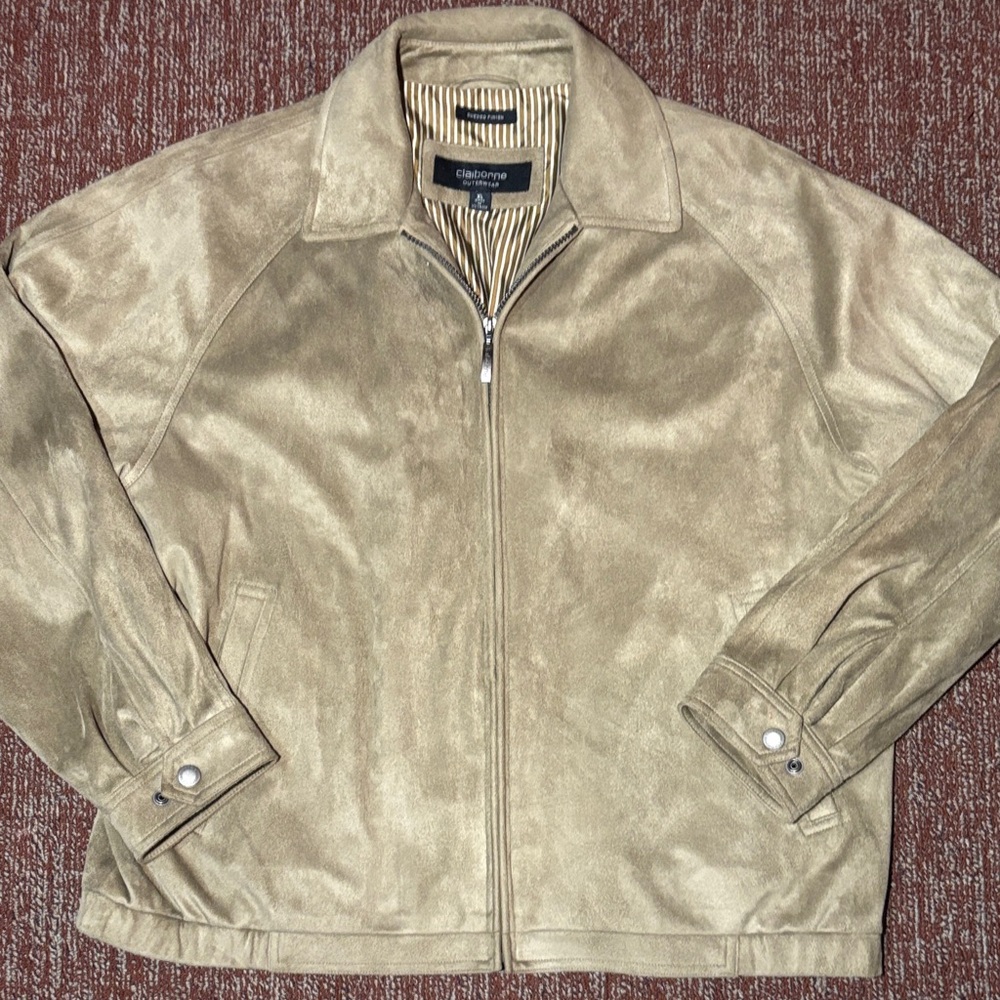 Claiborne outerwear sueded finish micro suede zip up jacket XL western casual